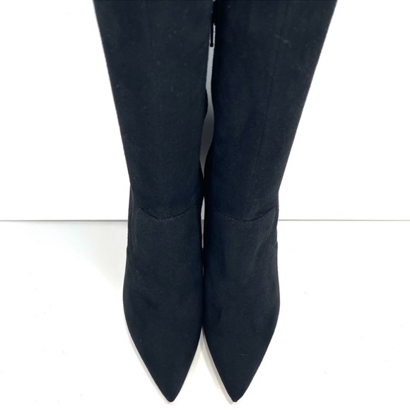 Aldo Vegan Suede Pointed Toe Thigh High Heeled Zip Boots - Picture 5 of 10